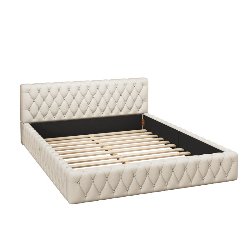 Houten Bed 140 X 200 Cm Met Hoofdbord - Opbergvakken En 1 Grote Lade Leds Dennenhout Multiplex Mdf Grijs